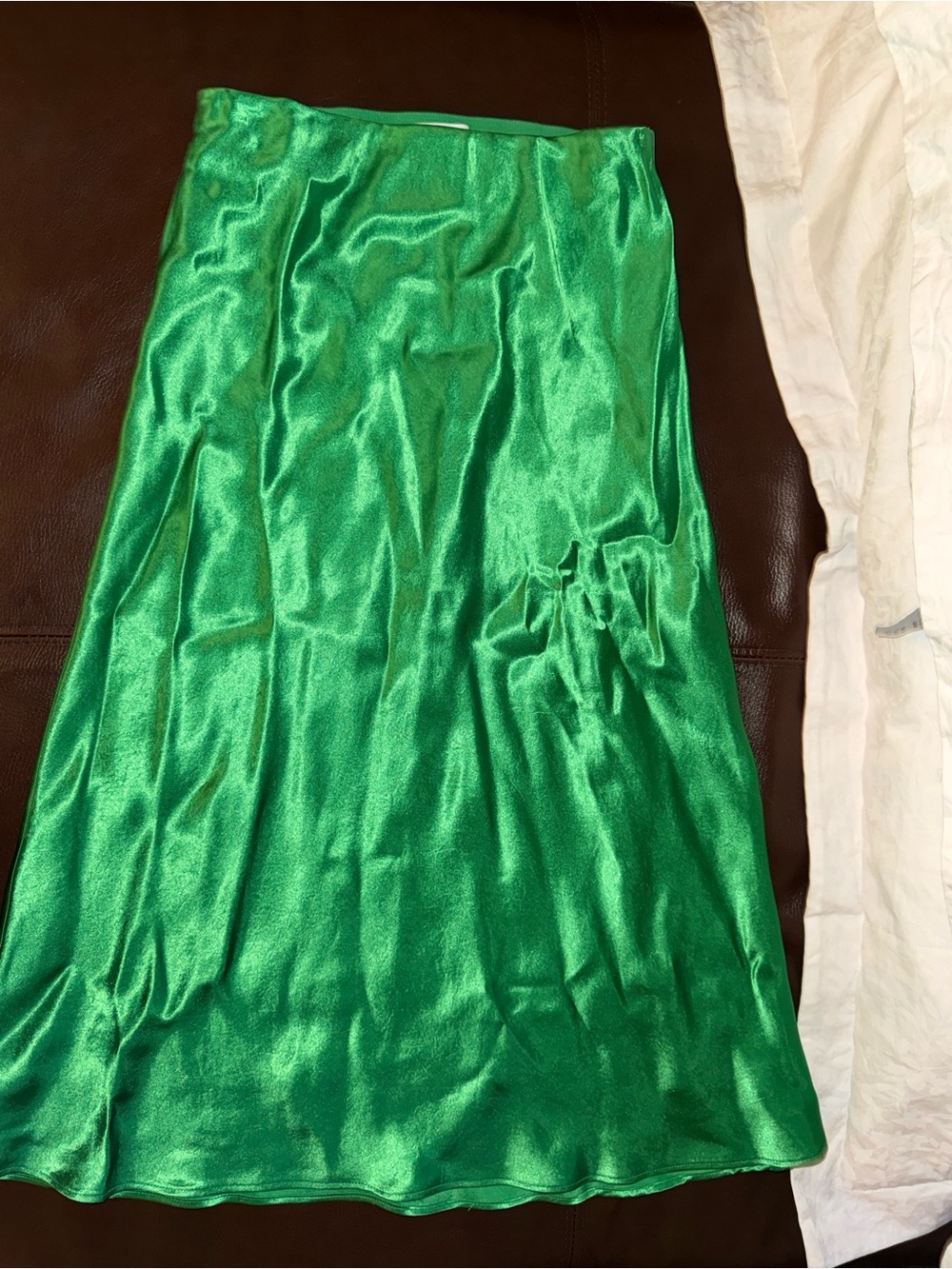 Babaton Green Satin Midi Skirt